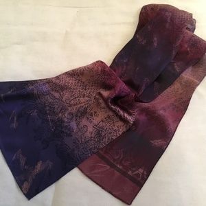 100% SILK SCARF — RICH SHADES OF PURPLE & MAUVE — MADE IN ITALY